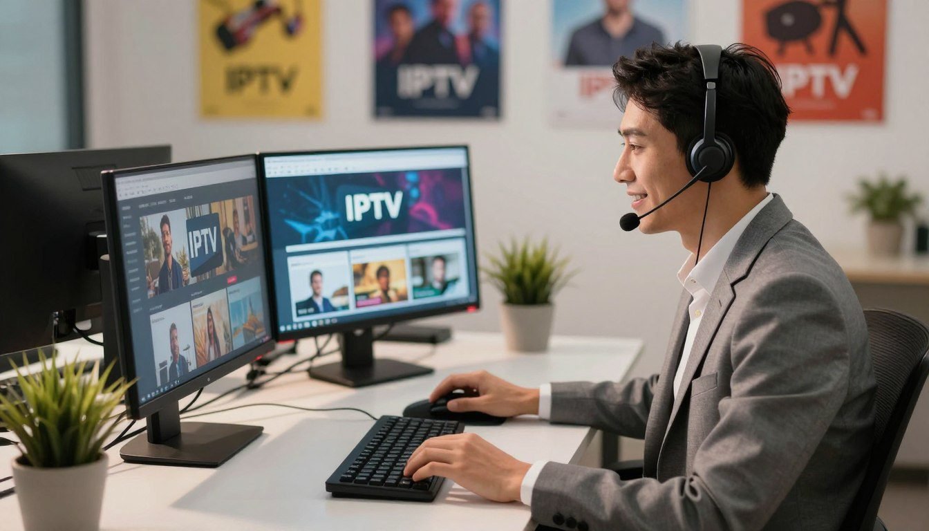 Customer support representative answering questions about IPTV licensing